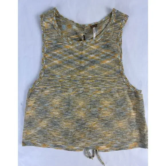 Free People Best of Us Knit Tank Top Warm Sky Tan Medium Boho Minimalist Neutral - Picture 3 of 9